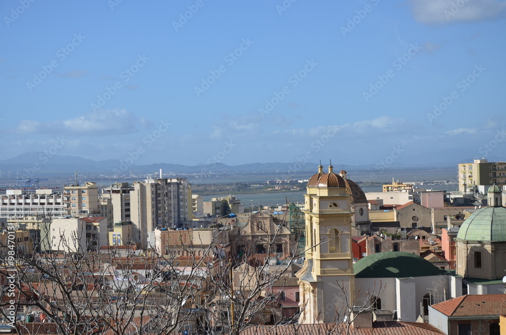 View of the city of Cagliari, Sardinia, Italy