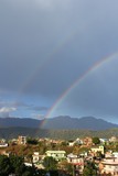 Double rainbow in the sky after rain. Hetauda, Nepal