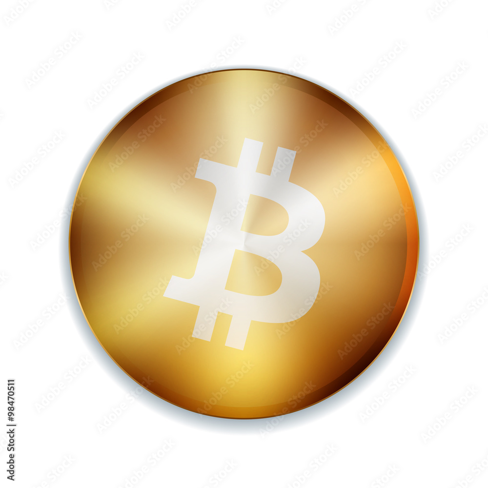 Bitcoin Golden button sign icon Bitcoin Golden button sign icon