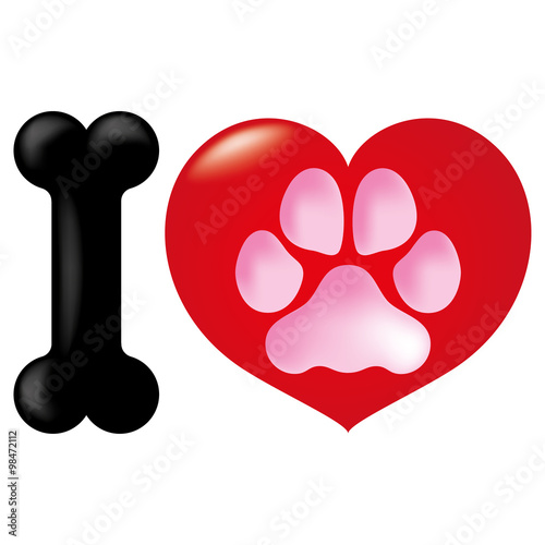 Icon or symbol heart, i love animals, dog
