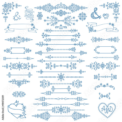 Christmas,New year decor set.Winter elements,borders