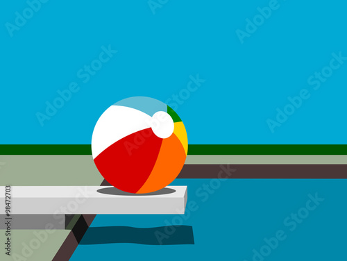 pool design with beach ball and diving board