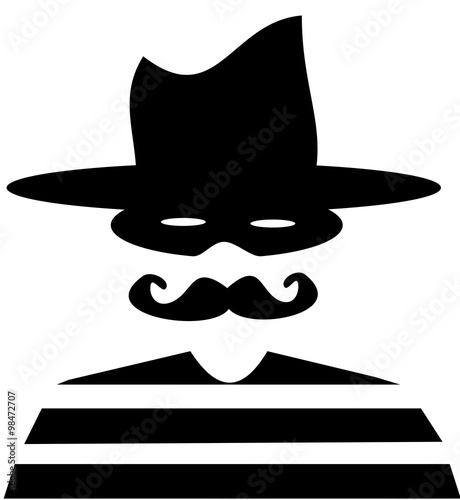 vintage bank robber with cowboy hat