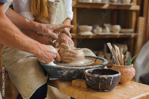 Potter teaches how make clay pot