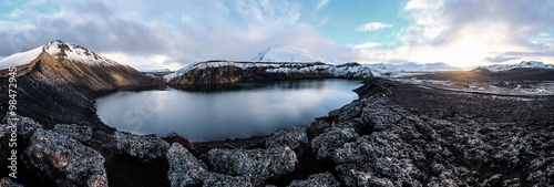 Highland iceland blue volcano lake