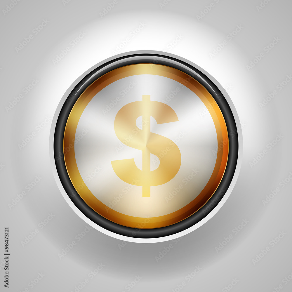 Dollar Golden sign button illustration Dollar Golden sign button illustration