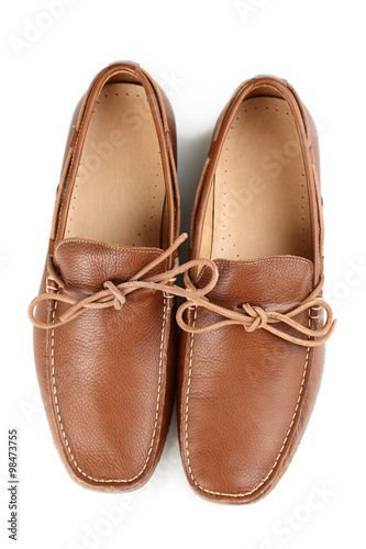Fashion brown shoes isolated on a white