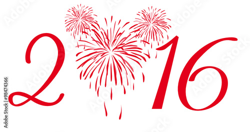 2016 mit feuerwerk in rot
