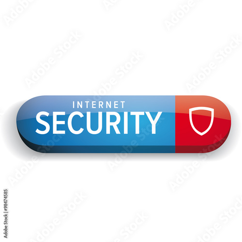 Internet Security button vector blue