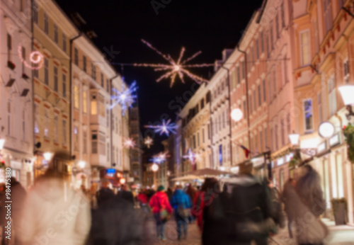 blurred christmas garlands in Ljubljana © chechotkin