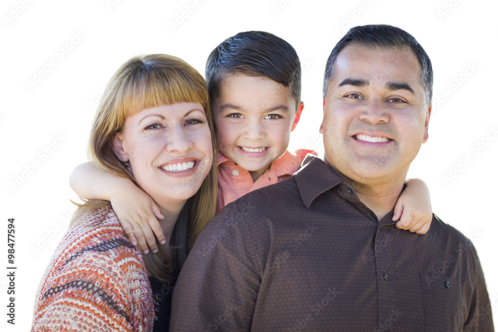 Happy Young Mixed Race Family Isolated on White Happy Young Mixed Race Family Isolated on White