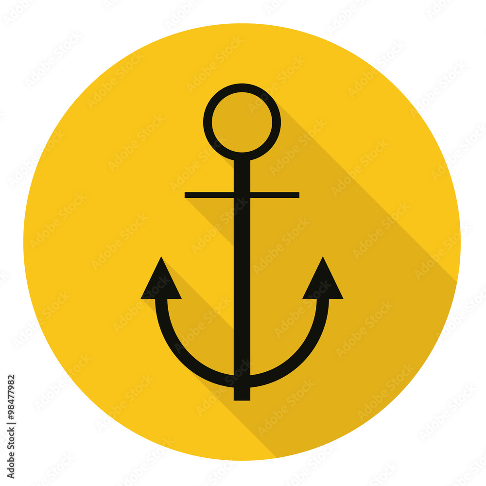 Anchor icon, flat design with long shadow Anchor icon, flat design with long shadow