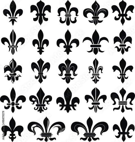 Fleur de lys . Heraldry lily set