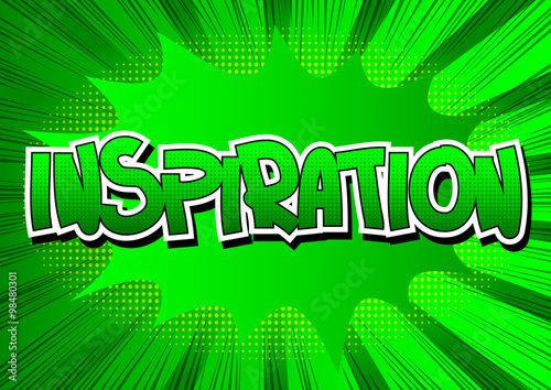 Inspiration - Comic book style word on comic book abstract background.
