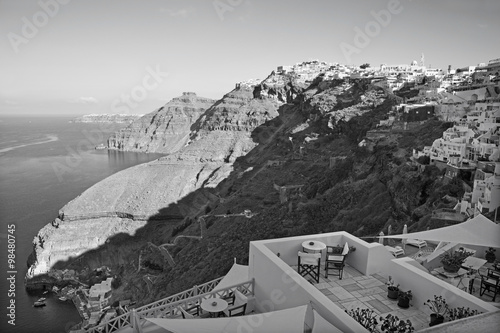 Santorini - The Fira in morning light and the Firostefani photo