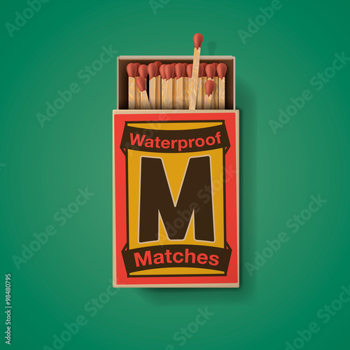 Matchbox and matches, top view
