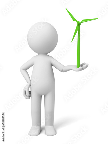 A 3D guy and a wind driven generator photo