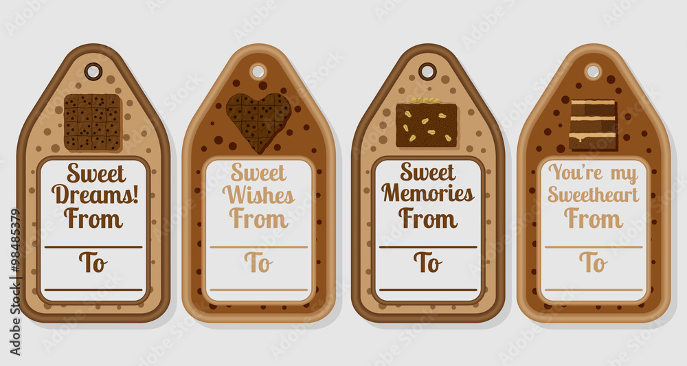 Sweet brownie tags set
