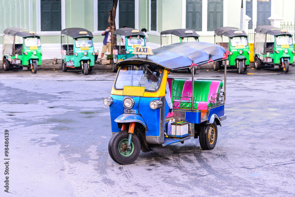 Blue Tuk Tuk, Thai traditional taxi in Bangkok Thailand.