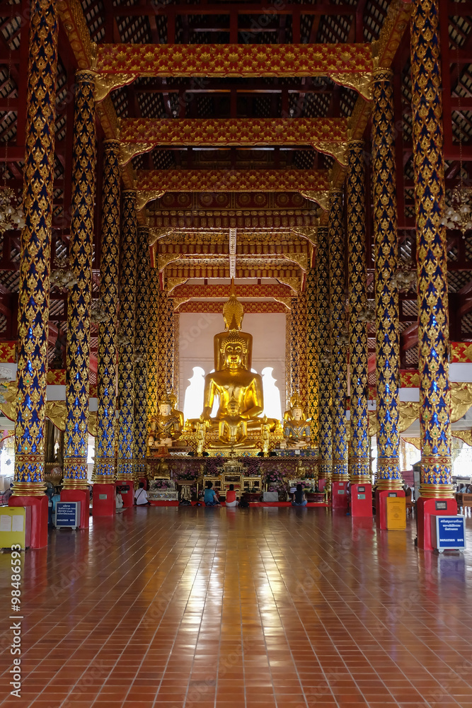 golden buddha statue in wat suan dok temple, chiang mai