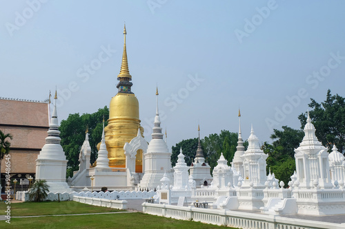 golden pagoda in wat suan dok temple, chiang mai, thailand