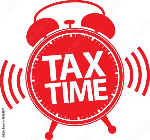 Tax time alarm clock red icon, vector illustration