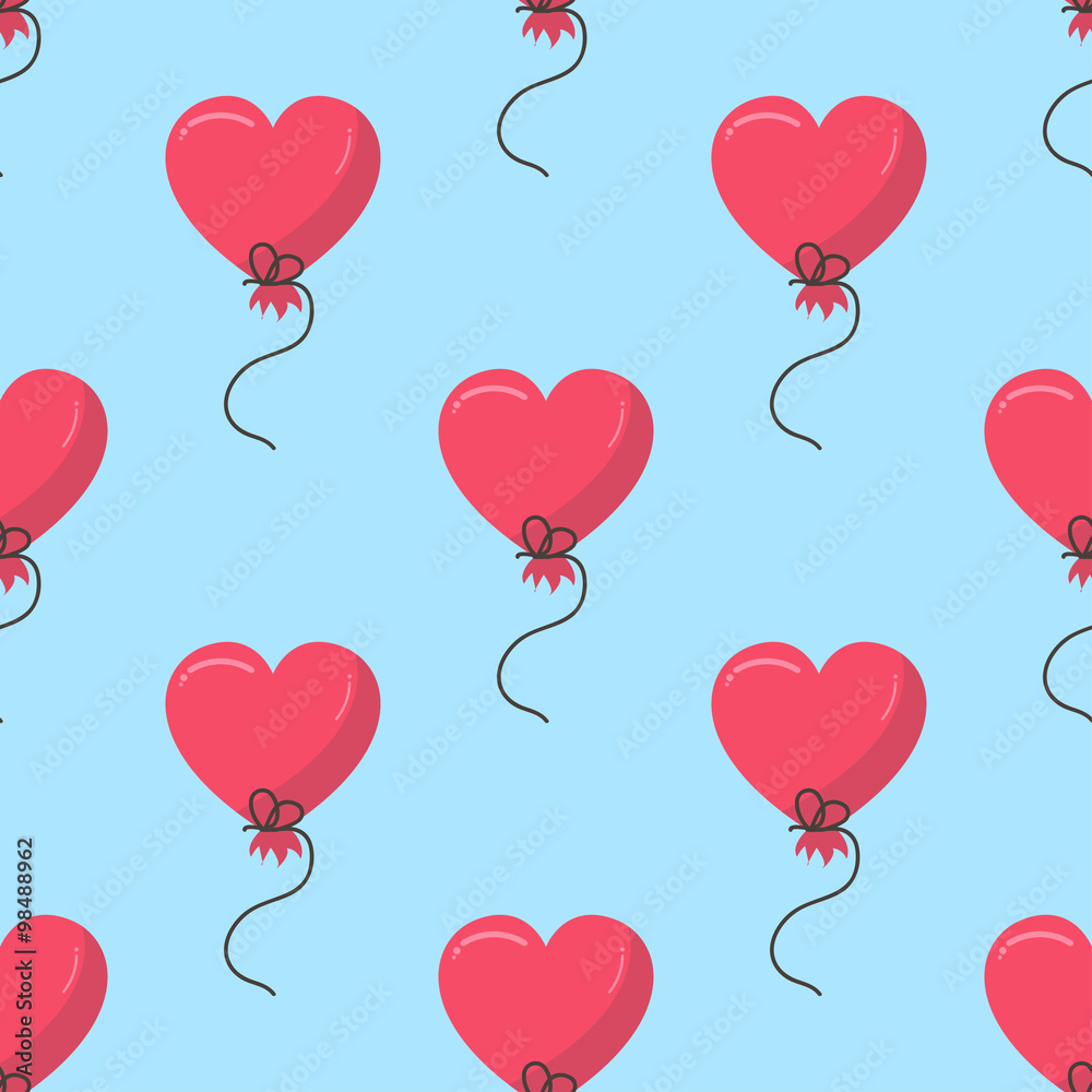 Seamless pattern of red hearts balloons. Perfect for decoration postcards, brochures, textiles or paper packaging. Seamless pattern of red hearts balloons. Perfect for decoration postcards, brochures, textiles or paper packaging.