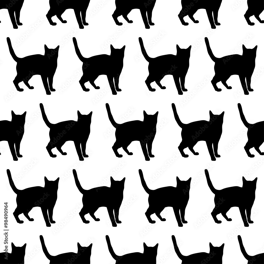 Seamless vector background with decorative cats