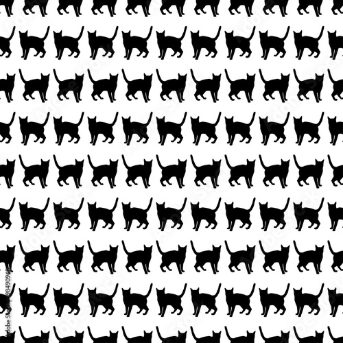 Seamless vector background with decorative cats