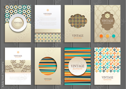 Stock vector set of brochures in vintage style