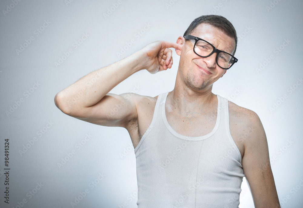 Man has itching in her ear Man has itching in her ear