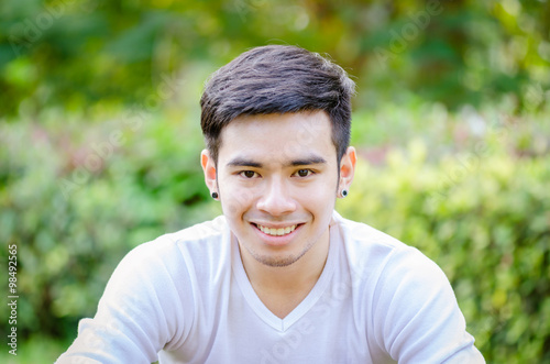 portrait of handsome young man, outdoor