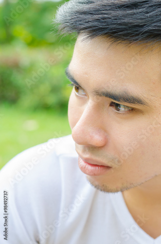 portrait of handsome young man  outdoor