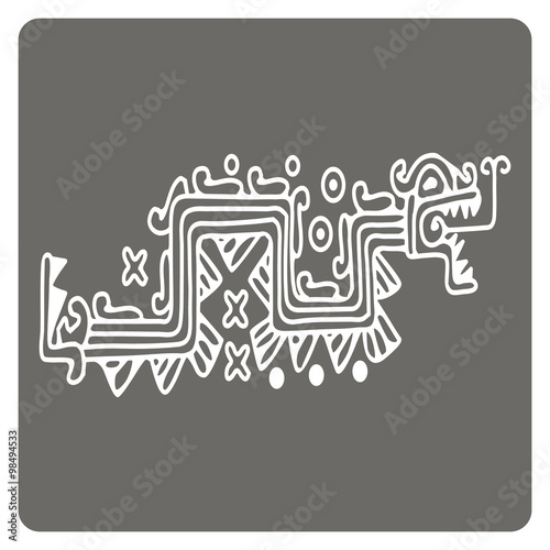 monochrome icon with American Indians art and ethnic ornaments for your design
