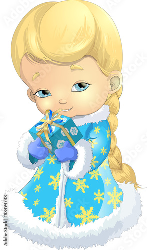 Beautiful Snow Maiden on a white background