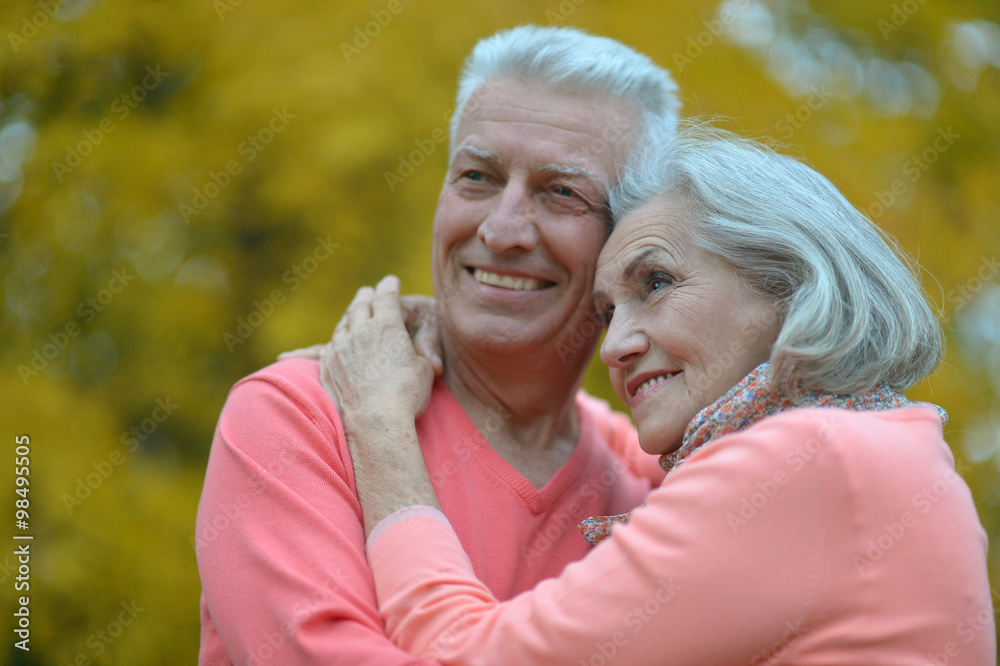 Senior couple in autumn park