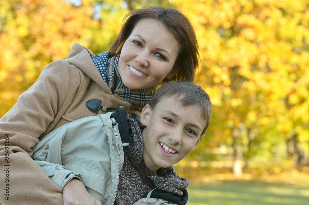 mother with son in park mother with son in park