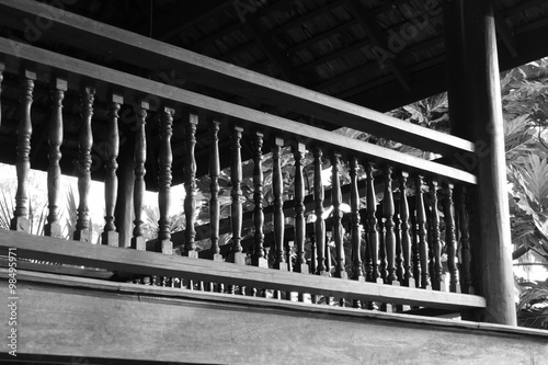 Valokuva wooden bannister of the balcony