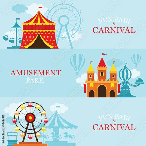 Amusement Park, Carnival, Fun Fair, Banner, Theme Park, Circus, Day Scene