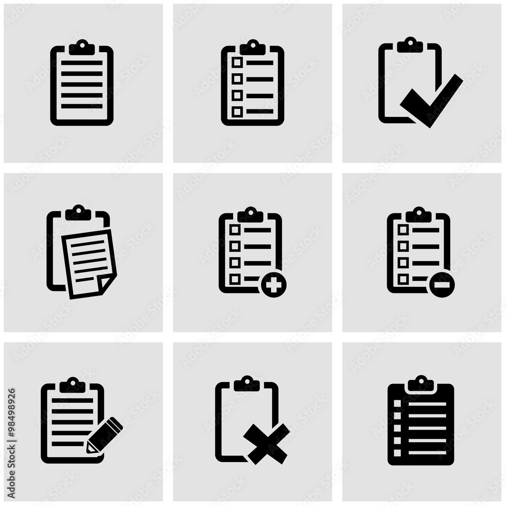 Vector black check list icon set