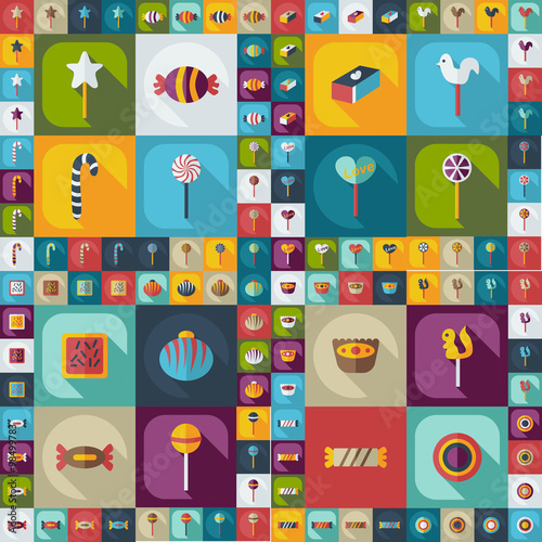 Flat concept, set modern design with shadow candy