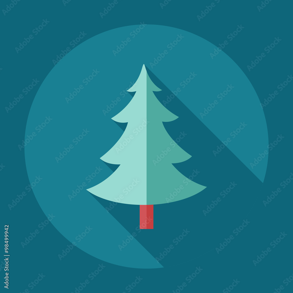 Flat modern design with shadow icons Christmas tree