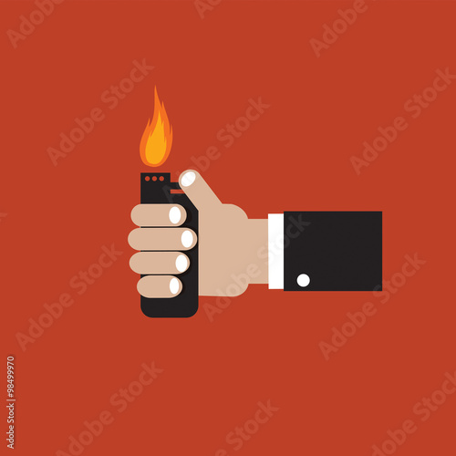 Hand Holding A Lighter.