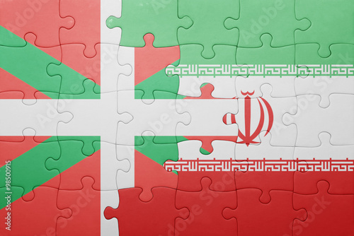 puzzle with the national flag of basque country and iran