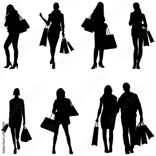 Women Shopping Silhouettes - vector eps10