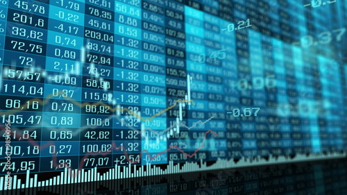 Animated table and bar graph of stock exchange market indices. 

