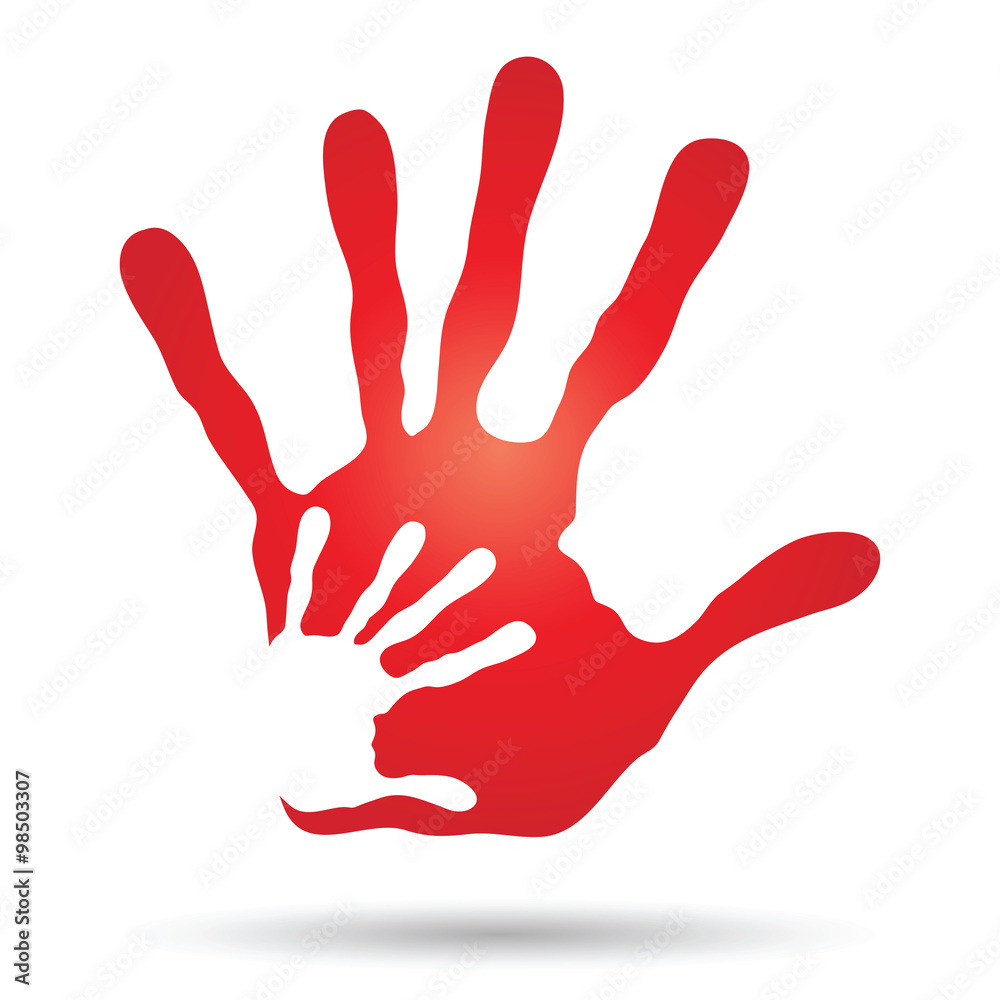 Vector conceptual mother and red child hand print isolated Vector conceptual mother and red child hand print isolated