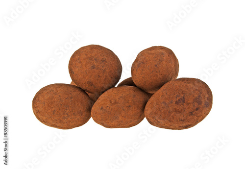 Chocolate truffle isolated on white background