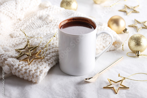 hot chocolate drink with celebration decorations