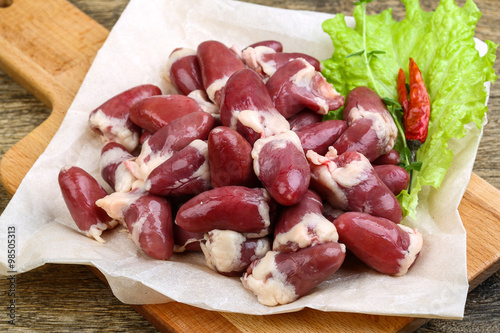 Raw chicken hearts